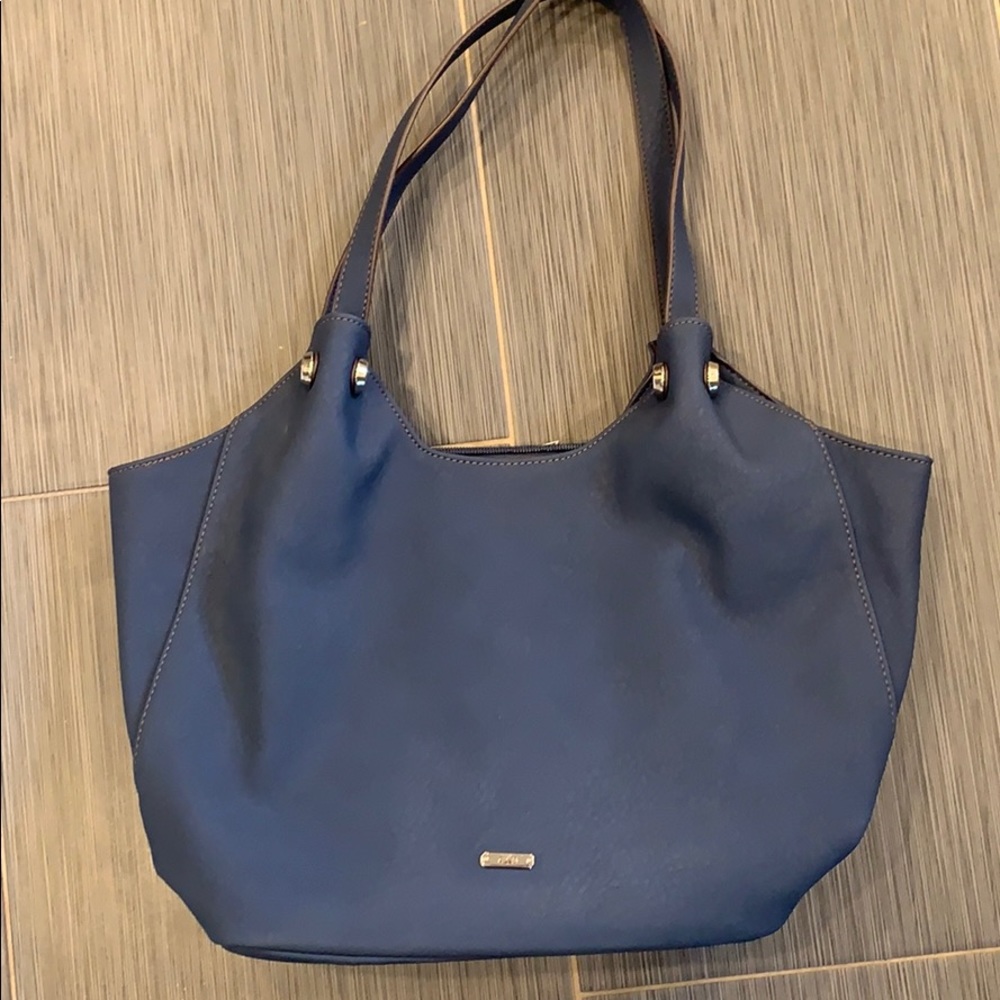 Chaps leather-like blue tote medium size